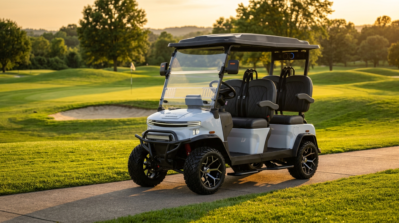 Denago Rover XL on a golf course at golden hour